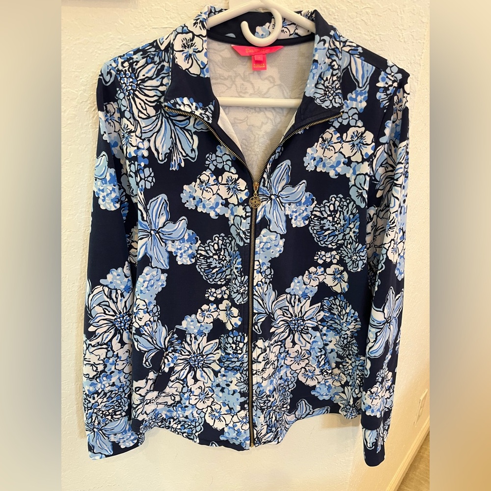 EUC Lilly Pulitzer Leona Low Tide Navy Zip Up